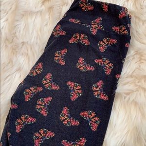 Lularoe OS butterfly leggings navy coral